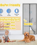 Heavy Duty Magnetic Screen Door For Doors Up To 36 By 80 Inches Measures 38 By 82 Inches Keeps Bugs And Mosquitoes Out For Real Easy Magnetic Seal Fits Interior And Outdoor Doors Black shown installed in nursery with a baby and dog