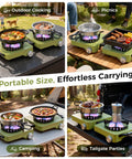 Propane Camping Stove 2 Burner Hybrid Infrared And Open Flame 36,000 BTU Windproof Folding Portable Outdoor Gas Cooker in use