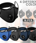 Reusable Dust Mask Respirator With Activated Carbon Filters in 4 colors Black, Dark Gray, Navy, Dark Blue, plus 16 cores.