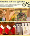 Heavy Duty Outdoor String Light Hooks 52 Pack Q Hanger Ceiling Hooks With Safety Buckle Black displaying multiple uses
