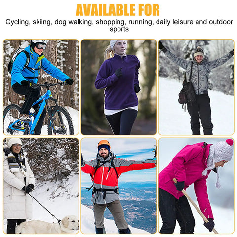 Winter activities including cycling, running, skiing, mountaineering, and dog walking wearing Winter Warm Touchscreen Gloves For Men And Women