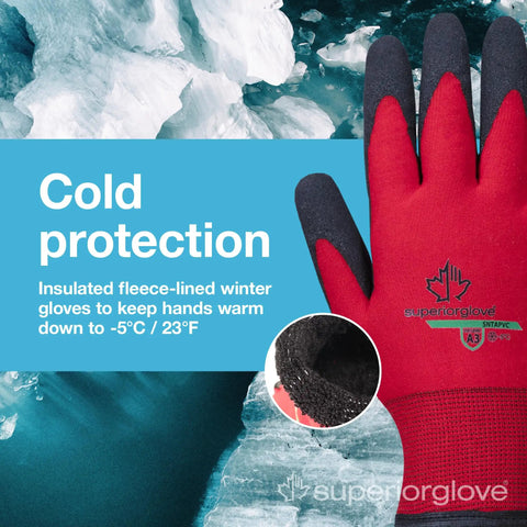 Image of Winter Work Gloves With Freezer Grade Fleece Lining And Cut Resistant Palm Coating For Cold Temps Insulated Safety Gloves