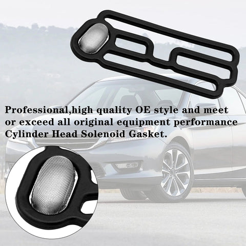 Honda Cylinder Head VVT VTEC Solenoid Spool Valve Gasket Kit 2 Pack with mesh filter close-up