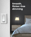 A19 LED Light Bulbs 100W Equivalent Dimmable Warm White 3000K lamp with dimmer in bedroom setting