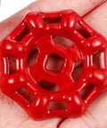 Red Cast Iron Valve Hand Wheel Set, 10 Pack, Heavy Duty Shutoff Handles With Decorative Metal Accents, flat bottom design