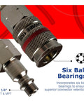 Beefy 12 Piece Air Hose Fitting Kit With 1/4 Inch NPT Quick Disconnects, Heavy Duty Brass And Steel Finish, Six Ball Design Close-up