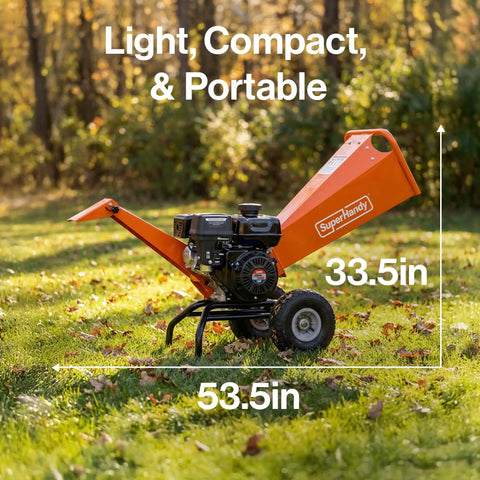 Wood Chipper Shredder Mulcher With 7HP Engine, Heavy Duty Compact Rotor Design, Large 3 Inch Max Capacity For Branches And Debris