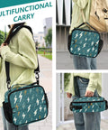 Lightning Bolt Insulated Lunch Bag For Kids And Adults With Sturdy Shoulder Straps, Grab And Go Portable Cooler Lunch Box With Roomy Main Compartment And Side Pockets, Perfect For School Office Travel And Everyday Use, teal lightning print