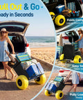 Heavy Duty Beach Wagon With 13 Inch Solid TPU Wheels, 352 Lb Capacity, Foldable Aluminum Wagon Dolly on beach