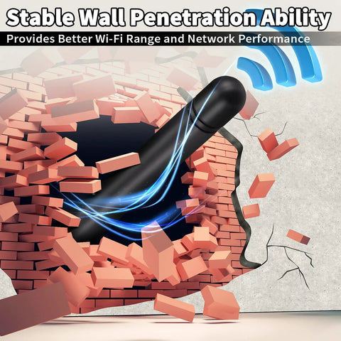 Illustration of Dual Band WiFi Antennas 2.4GHz And 5GHz Omni Directional 3dBi RP-SMA Male 2-Pack For PC Router penetrating wall