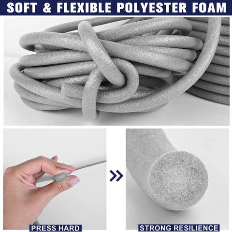 Tough As Nails Polyester Foam Backer Rod, 3/8 Inch By 59 Feet Long, flexible foam showcasing resilience and softness.