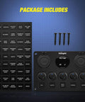 Five Gang Rocker Switch Panel With Dual USB Charger, LED Voltmeter, 12V 24V On Off SPST Toggle, waterproof panel with 4 screws