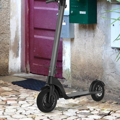 Replacement Wheel For Electric Scooter With Honeycomb Tire And Shock Absorption Sturdy Black Rubber Wheel in urban setting