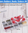 All In One Beginner Fishing Tackle Kit With 215 Pieces In An Organized Tackle Box, Includes Hooks, Bobbers, Sinker Weights