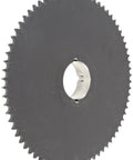 Close-up of Roller Chain Sprocket Five Eighths Inch Pitch Size 50 Built For Heavy Torque Single Strand Type B Hub Taper Bushed 18 Teeth