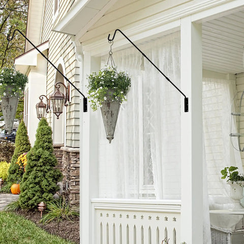 Two Pack Heavy Duty Deck Hooks With Adjustable 25 Or 36 Inch Extended Reach, Wall Mounted Outdoor Brackets For Hanging Bird Feeders, Plants, Suet Baskets, Lanterns, Wind Chimes And Other Garden Decor