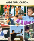 People practicing archery at a summer camp using bows, illustrating Six Sided Self Healing Foam Archery Target With Carry Handle For Easy Arrow Removal Lightweight Backyard Practice Block Built For Recurve Compound And Youth Bows Durable Long Lasting Foam Target usage.