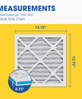 Six Pack 14x14x1 MERV 11 Air Filter For Home HVAC System Actual Size 13.75x13.75x0.75 Measurement Chart