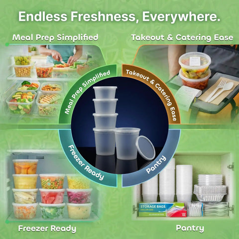 48 Piece Deli Container Set With Lids, 16oz And 32oz Options, Leakproof Airtight Lids, Microwave Safe, Dishwasher Safe