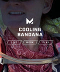 Hiker wearing Red Paisley Cooling Bandana Water Activated Chill For Instant Cool Up To Two Hours Lightweight And Breathable UPF 50 Sun Protection