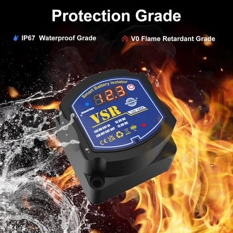 Dual Battery Isolator Kit 12V 140A VSR Voltage Sensitive Relay with IP67 waterproof and flame retardant protection