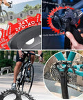 104 BCD Chainring 40T To 52T CNC 7075 Aluminum Narrow Wide Round Design for MTB Road Ebike on black crankset and chain.