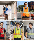 Heavy Duty High Visibility Reflective Safety Vest Featuring Wide Hi Viz Strips For Construction Jobsites Traffic Management And Outdoor Yard Work Unisex Polyester Blend Ensures Maximum Airflow Lets You Crush Your Shift - Multiple colors and styles shown.