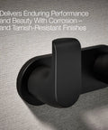 Matte Black Avid Double Robe Hook For Towel And Robe Storage attaches to wall with corrosion resistant finish