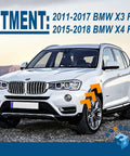 BMW X3 F25 X4 F26 Front Fender Chrome Trim Finisher Left Driver Side And Right Passenger Side Fits 2011 To 2017 vehicle shown
