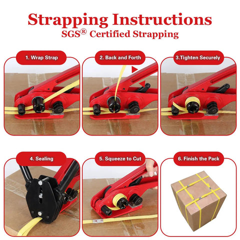 Badass Heavy Duty Poly Strapping Banding Kit With Ratchet Tensioner Hand Sealer Steel Seals And 2600 Foot Polypropylene Roll For Secure Crate Wrapping