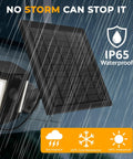 8W Solar Panel Charger For Stick Up Cam Battery And Spotlight Cam Battery, IP65 waterproof in storm, Ring camera shown.