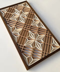 Kumiko DIY Kit With Kakuasa No Ha Pattern Ready To Assemble Wall Art, 154 Wood Pieces In Basswood, Cherry Wood, And Black Walnut