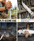 Fixed Blade Camping Knife With Sheath 6 Inch Outdoor Knife Full Tang 440C Steel Bushcraft Knife With Redwood Handle in use.