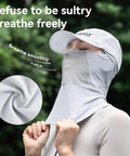 Person wearing Summer Cooling Balaclava Face Mask For Men And Women All Day Comfort With UV Sun Protection Ideal For Cycling Skiing Hiking Fishing Motorcycling And Outdoor Adventures Grey