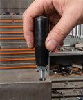 OUNONA 4 Pack Rotational Handwheel with M10x80 Thread Screw Crank Handle Grip in use on a metal workbench.