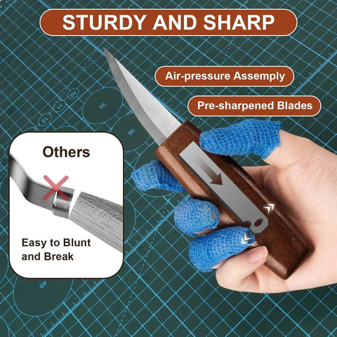 Beginner Wood Carving Kit With 23 Tools In PVC Case That Kickstarts Your Carving Game Includes 3 Whittling Knives 5 Detail Knives