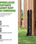 Heavy Duty Steel Fence Post Repair Kit Ground Spike Anchor shown preventing rust on wooden post in rain