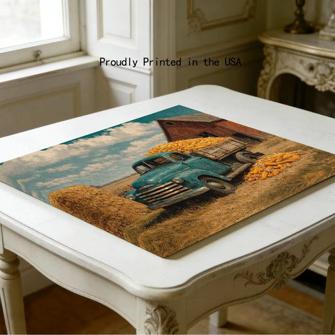 Farm Truck With Corn And Barn Wall Art For Kitchen And Living Room Cozy Autumn Harvest Farmhouse Decor Vibe Framed 8x12 Inch