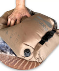Compact Travel Laundry Washbag Featuring Patented Flex Washboard Design, tactical brown, lightweight, perfect for road trips.