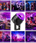 UV Black Light Lit Glow Party Kit 3 Pack With Remote Sound Activated LED Disco Ball Lights in various party settings