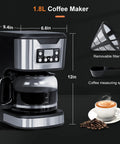 Programmable 12 Cup Coffee Maker With Keep Warm Function, Fully Automatic Drip Coffee Machine, 1 To 4 Cup Setting, 900W Power, Stainless Steel Finish