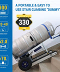 XSTO CT150PB Heavy Duty Electric Stair Climber W/ 330 Lb Load Cap, Caterpillar Track Trolley carrying two kegs up stairs.