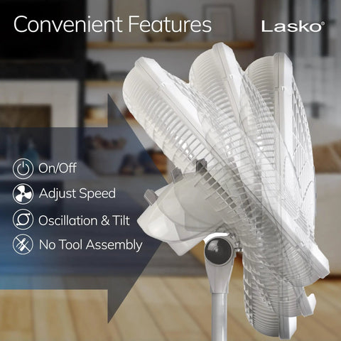 Oscillating Pedestal Fan With Adjustable Height From 38 To 54.5 Inches Tilt Adjustable 3 Speed Options Portable 18 Inch White Standing Fan