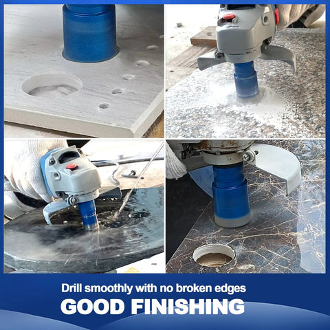 Pro Grade Diamond Core Drill Bit Set For Porcelain Tile Ceramic Marble Granite Drilling demonstrating hole cutting precision.