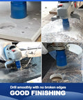 Image showcasing Heavy Duty Diamond Core Drill Bit Set For Porcelain Tile Ceramic Marble Granite in action on various surfaces.