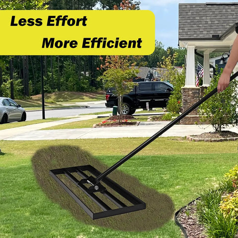 Rugged 30 Inch By 10 Inch Lawn Leveling Rake With Adjustable Long Handle and High Carbon Steel Blade leveling grass