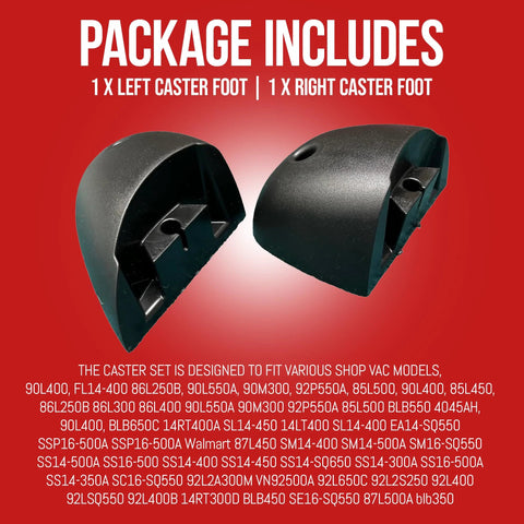 Shop Vac Caster Foot Set Replacement For A And B Models Compatible With Part Numbers 8568000 8568010 8568011 8568009