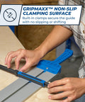 Close-up of GRIPMAXX™ non-slip clamping surface on Heavy Duty Straight Edge Guide XL 98 Inch Circular Saw Rail for steady cuts.