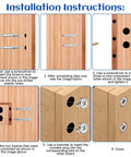 Installation guide showing steps for using 25 Piece Furniture Cam Lock Bolts And Screws With Eccentric Cams Self Tapping Pins for assembly.