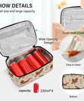 Raptor Inspired Kids Lunch Bag Insulated Tote With Red Tailed Hawk Design showing interior and features like zipper mesh pocket.